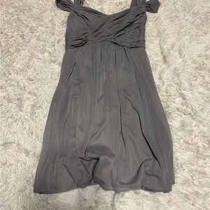 David's Bridal Charcoal Mini Dress